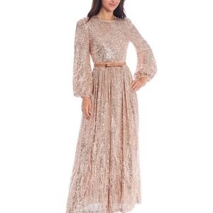 Antonio Melani x Nicola Bathie Nicola Sequin Crew Neck Long Sleeve Belted Dress